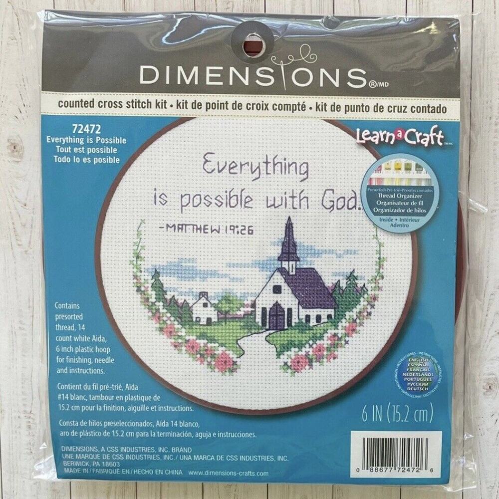 Counted Cross Stitch Everything IS Possible With God -2004 Dimensions 72472 New